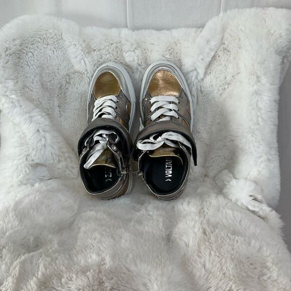 NEW Zadig & Voltaire Silver Gold Mid Top Flash Vintage Metallic Mix Sneakers 6.5 - Picture 6 of 12